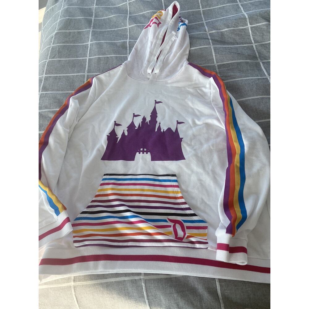 Disneyland Retro Stripe Pullover Hoodie NWT 1X